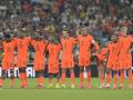 Jugadores de Países Bajos en la tanda de penaltis contra Marruecos, Mundial 2026.