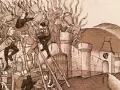 Representación de un incendio en la Edad Media