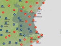 Mapa con las temperaturas máximas previstas a las 17 horas en la Comunidad Valenciana.