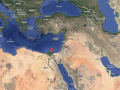 Ubicación en la costa del Mediterráneo del puerto de Damieta, Egipto