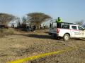 Miembros de la Policía de Perú operan en la zona donde una avioneta que sobrevolaba sobre las Líneas de Nazca se estrelló y dejó trece personas fallecidas, entre ellos 11 turistas, este sábado, en la municipalidad provincial de Nazca (Perú) EFE/Victor Quilca/