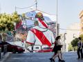 Grafitti frente al Estadio de Vallecas, a 29 de julio de 2026, en Madrid