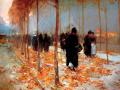 Detalle de Escena callejera, otoño (1889) de Childe Hassam