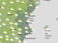Mapa con la previsión de lluvias para el domingo 23 de agosto en la Comunidad Valenciana.