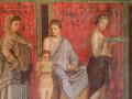 Frescos de la vida cotidiana de las familias de Roma en la Villa de los Misterios de Pompeya
