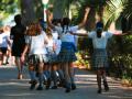 Varias alumnas del colegio San José que los jesuitas dirigen en Villafranca de los Barros (Badajoz)