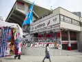 Fachada del estadio de fútbol de Vallecas dónde suele jugar el Rayo Vallecano