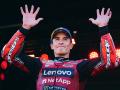 Marc Márquez celebra la victoria en el GP de Aragón de MotoGP