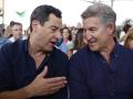 El presidente del PP, Alberto Núñez Feijóo (d), y el presidente andaluz, Juanma Moreno, participan este viernes en el tradicional acto de su formación en Málaga para abrir el curso político