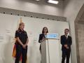 La consejera Núria Parlon, junto a la nueva comisaria jefe de los Mossos, Sílvia Catà, y al nuevo director general, Ferran López