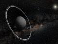 Vista artística del centauro Chariklo y de su sistema de anillos