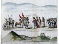 Lámina de la 'Crónica de Michoacán' que ilustra el encuentro pacífico entre el capitán español Cristóbal de Olid y el rey purépecha Caltzontzin en 1522.