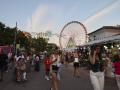Albacete, Castilla La Mancha, Spain - Interior of the Fairground of Albacete city. also called ' The Pan' at night. The Ferris Wheel in the background.