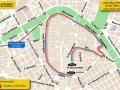 Mapa con las calles cortadas este domingo en Valencia por la Volta a Peu de Fallas