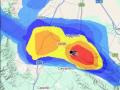 Captura del momento de la tormenta y las precipitaciones en Alzira, Valencia