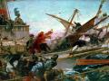 La batalla naval de Lepanto, librada por Don Juan de Austria. Obra de Juan de Luna
