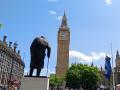 La estatua del europeísta Winston Churchill frente al Parlamento británico