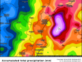 Mapa de previsión de lluvias por el modelo GFS por una dana a partir del 18 de octubre en la Comunidad Valenciana.