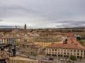 Vista panorámica de la plaza de toros y la Catedral de Tarazona, Zaragoza