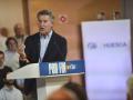 El presidente del Partido Popular, Alberto Núñez Feijóo, interviene en un acto del PP de Aragón.