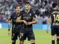 Eder García celebra junto a Carracedo, su asistente, el 0-1 decisivo en Butarque