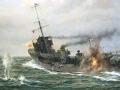 El destructor británico HMS Strongbow (clase M) bajo ataque durante la Primera Guerra Mundial