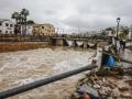 Caudal del río lleno de barro y vegetación en Els Poblets