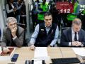El ministro del Interior, Fernando Grande-Marlaska; el presidente del Gobierno, Pedro Sánchez, y el presidente de Castilla-La Mancha, Emiliano García-Page