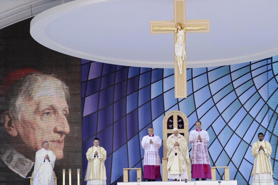 Benedicto XVI en la beatificación del cardenal Newman, en septiembre de 2010