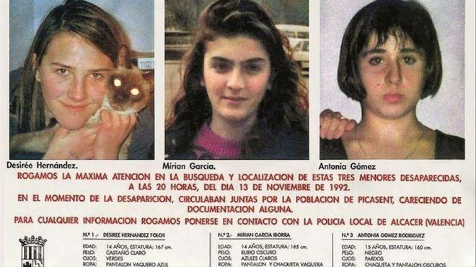 Cartel con el rostro de las víctimas del caso Alcasser