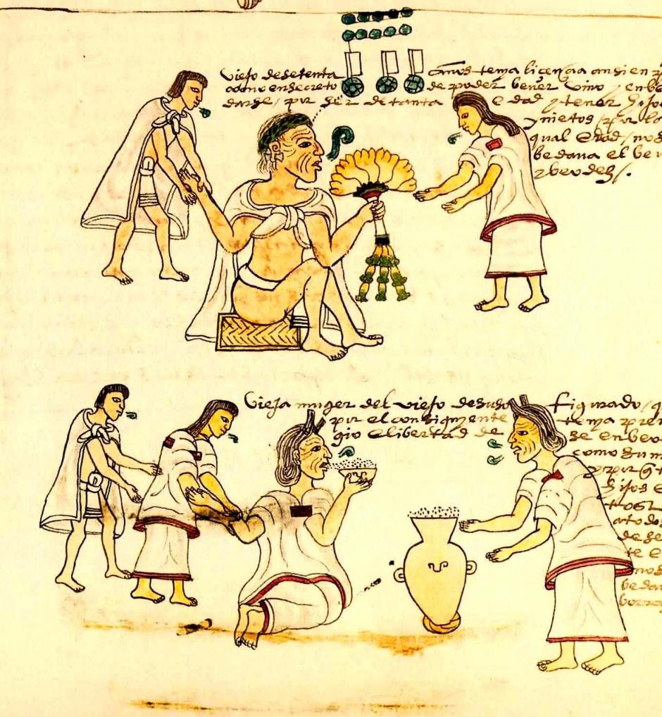 Preparación del atole. Codex Mendoza