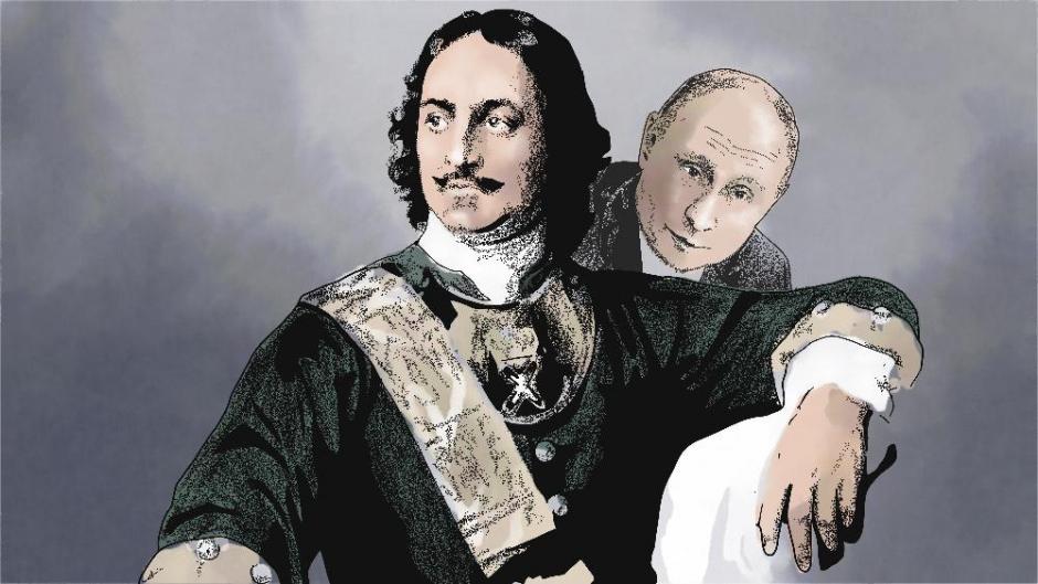 Ilustración Putin y Pedro el Grande