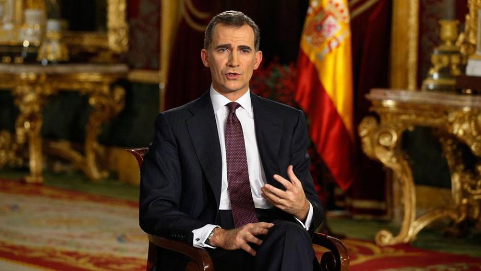 Don Felipe, durante el único discurso navideño celebrado en El Palacio Real, en 2015.