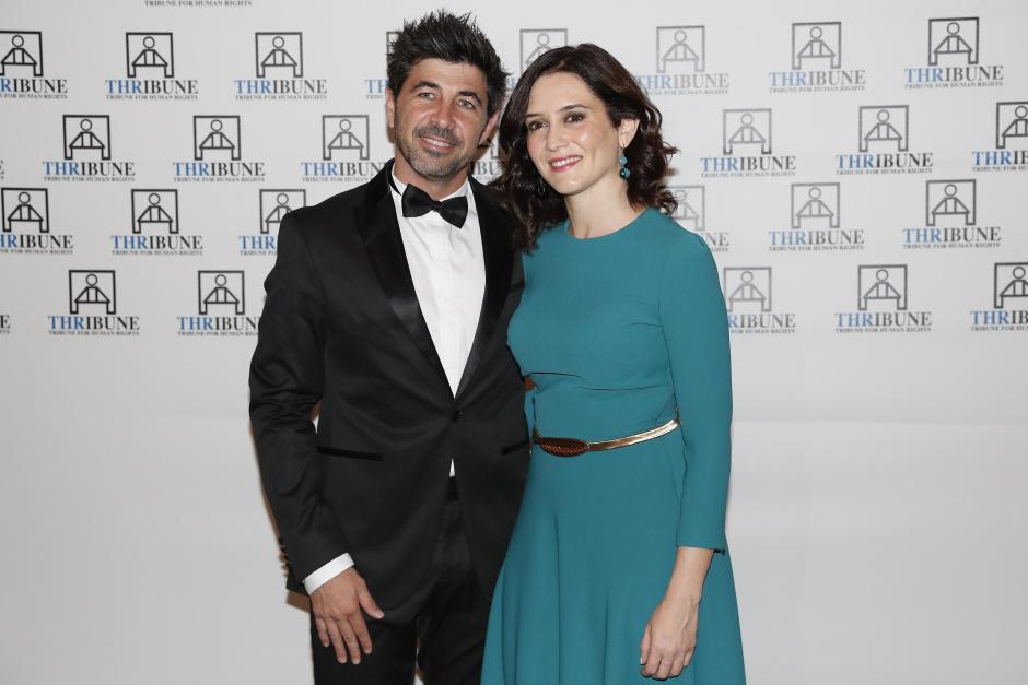 Politician Isabel Diaz Ayuso and Jairo Alonso at " La trata es delito " event by APRAMP association in Madrid, on Monday 24, June 2019