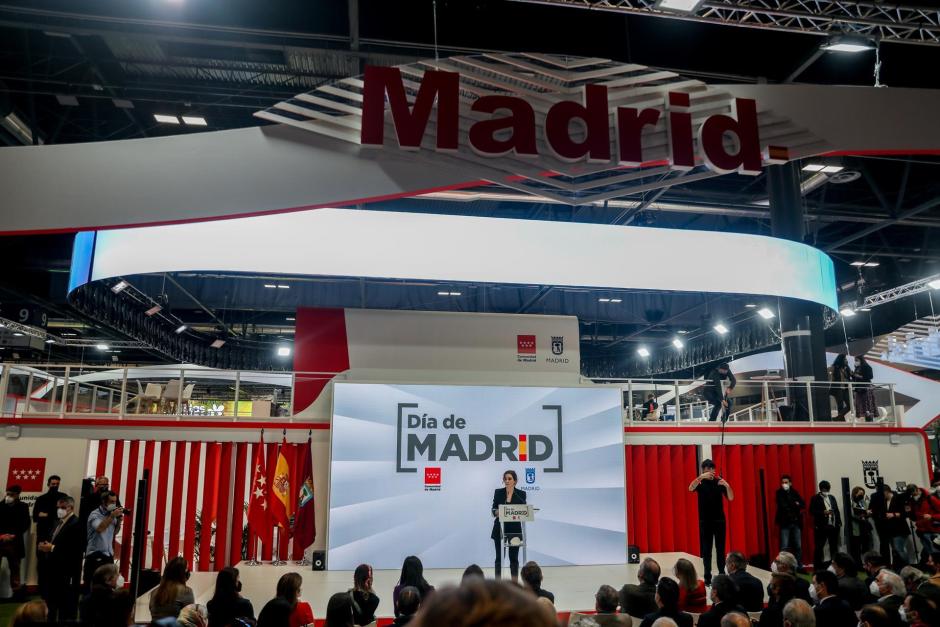 La presidenta de la Comunidad de Madrid, Isabel Díaz Ayuso, comparece en el Día de Madrid en Fitur 2022