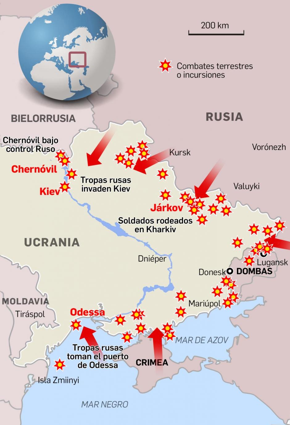infografia ucrania rusia dia 2 invasion