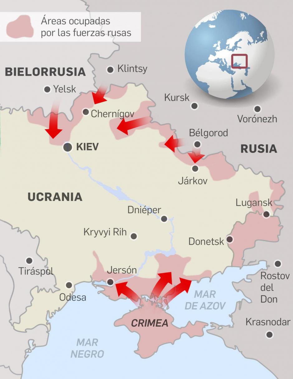 Infografía situación guerra ucrania rusia 28 de febrero