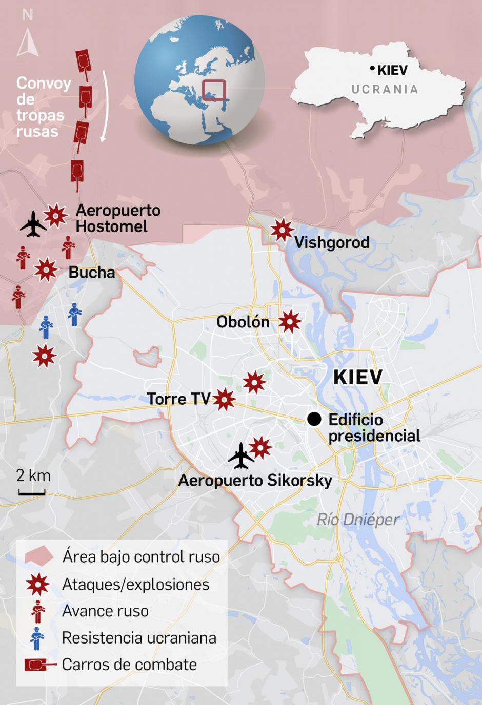 La situación en Kiev en la mañana del 2 de marzo