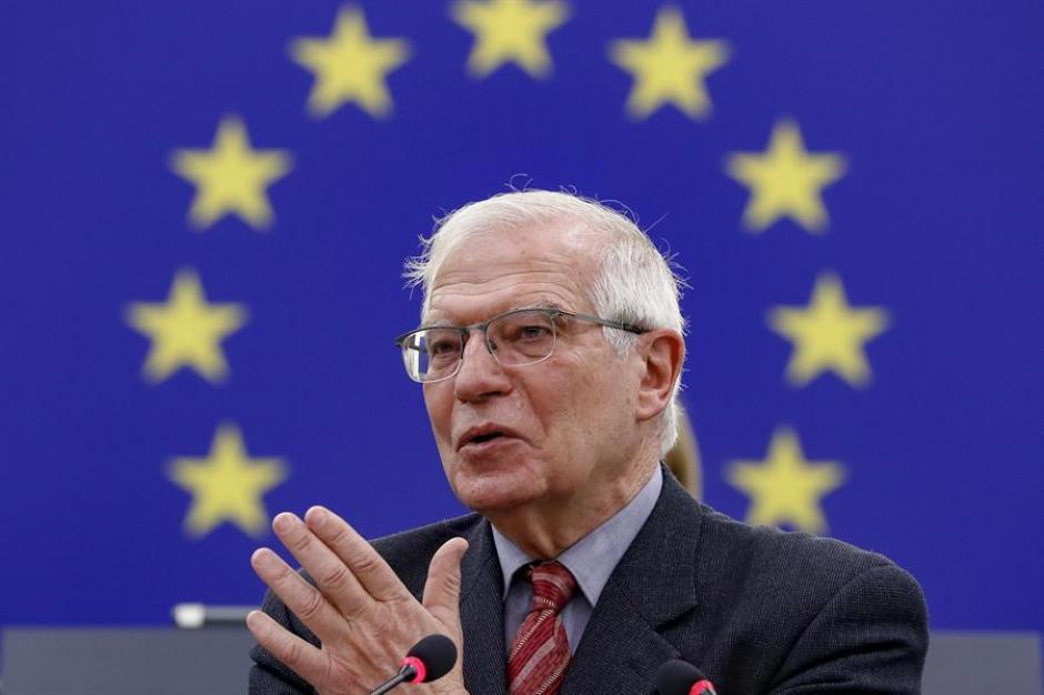 Josep Borrell durante su intervención en Estrasburgo