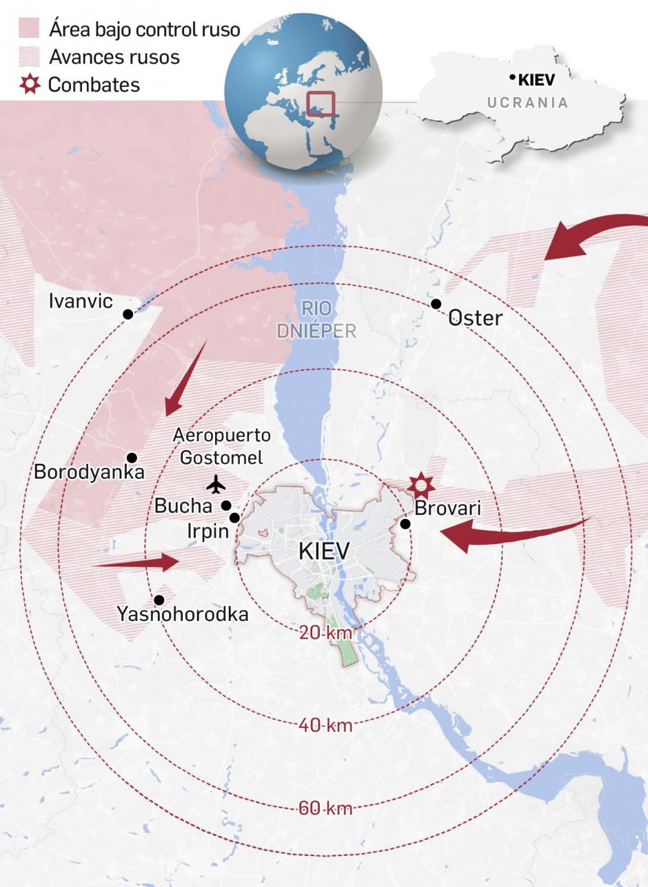 El asedio ruso a Kiev a 11 de marzo