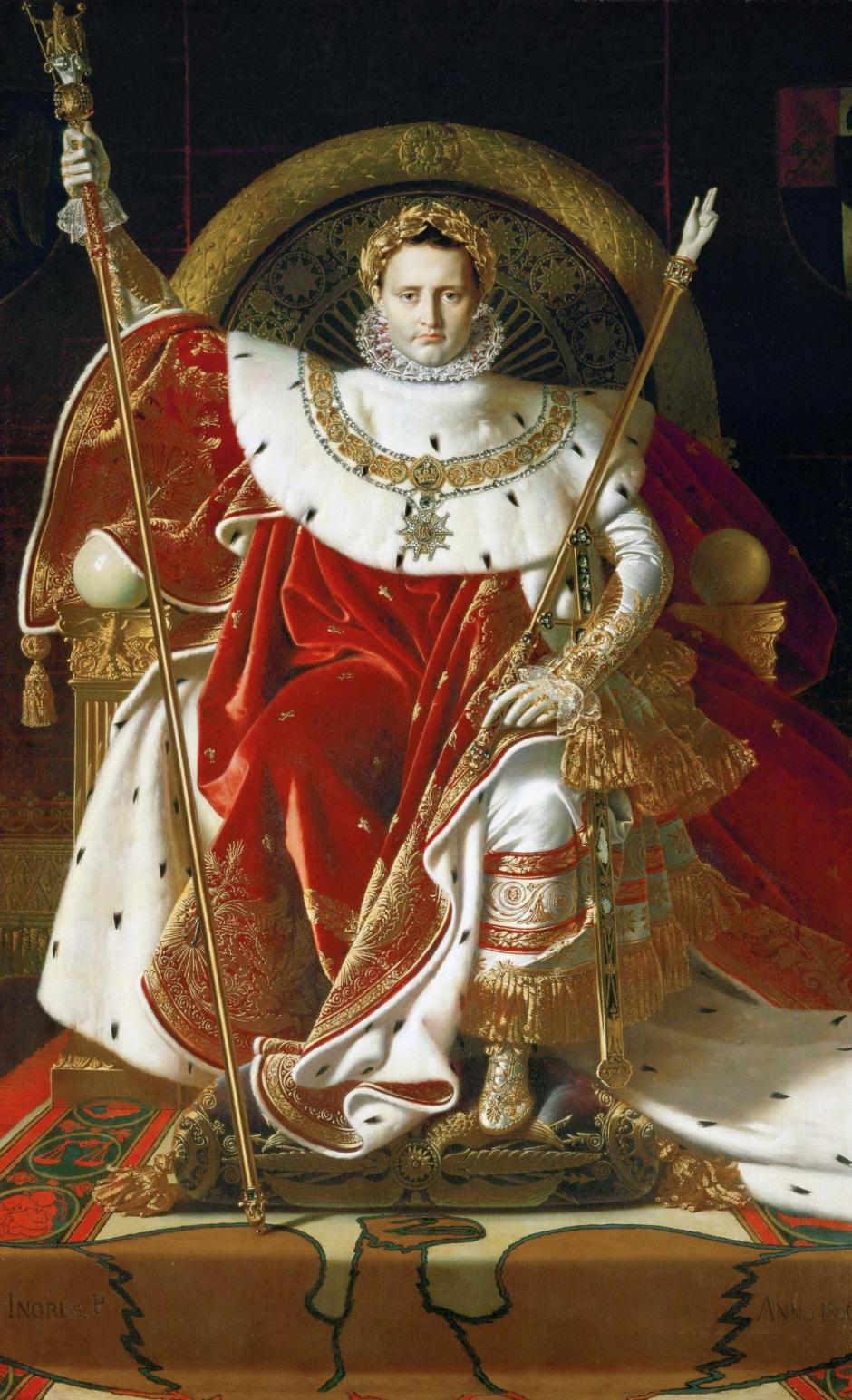 Napoleón en su trono imperial, por Jean Auguste Dominique Ingres, 1806