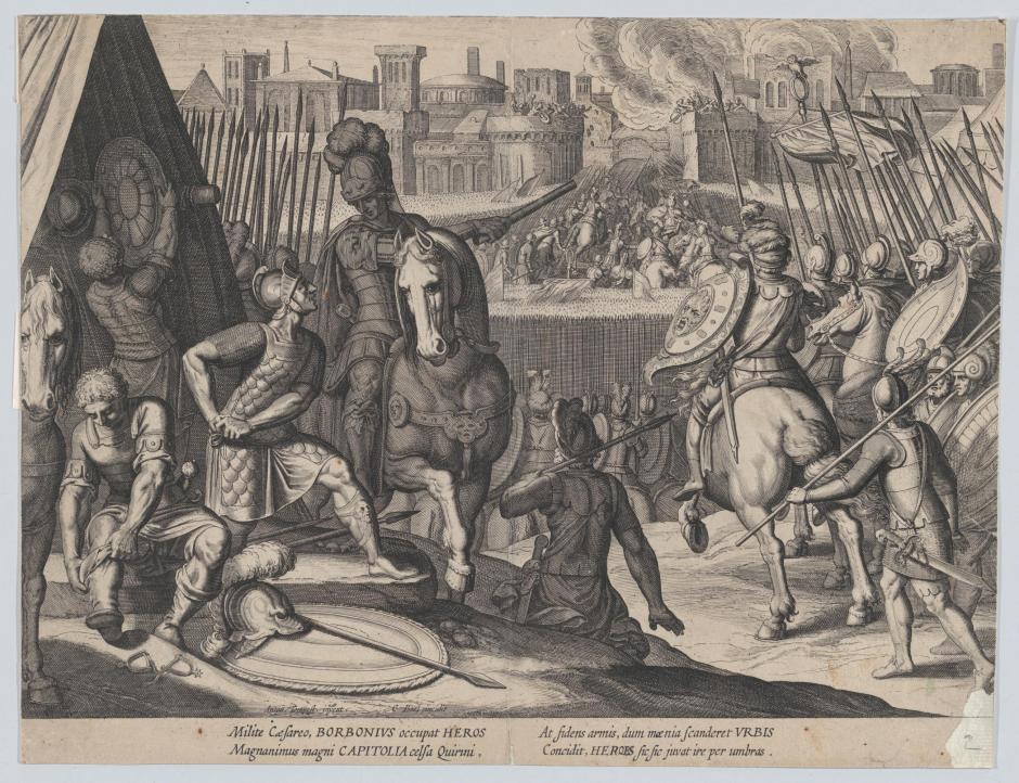 Grabado de Cornelis Boel sobre dibujo de Antonio Tempesta