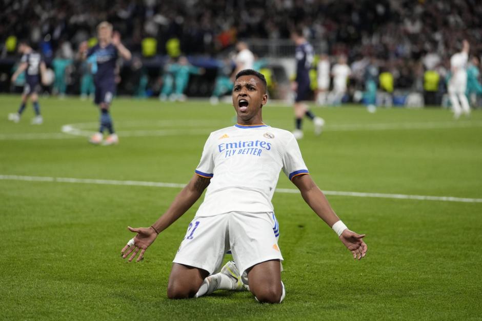 Rodrygo Goes celebra uno de sus goles frente al Manchester City