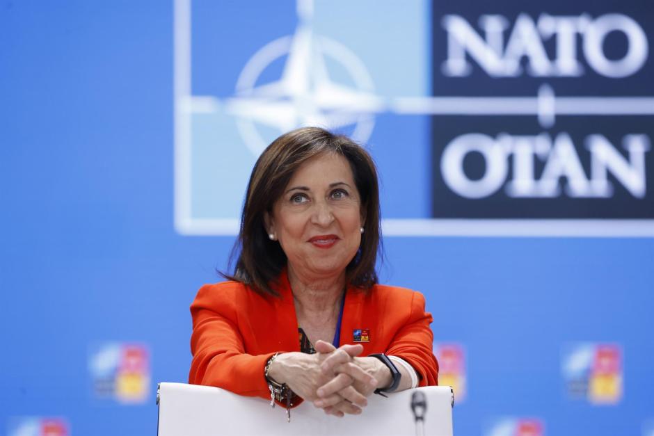 La ministra de Defensa, Margarita Robles, durante la primera jornada de la cumbre de la OTAN