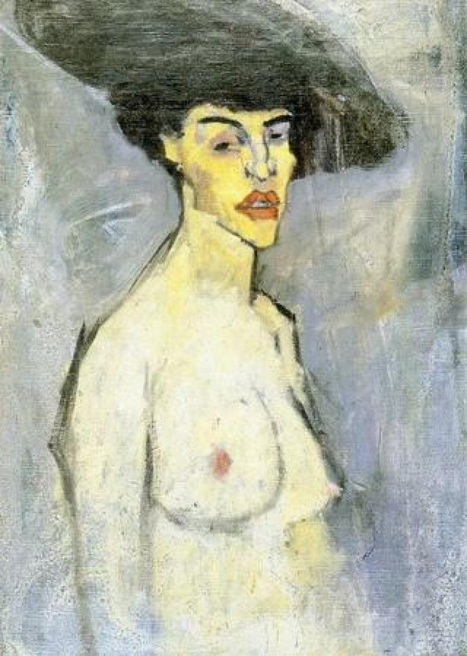 Desnudo con sombrero de Modigliani donde se han encontrado tres bocetos ocultos