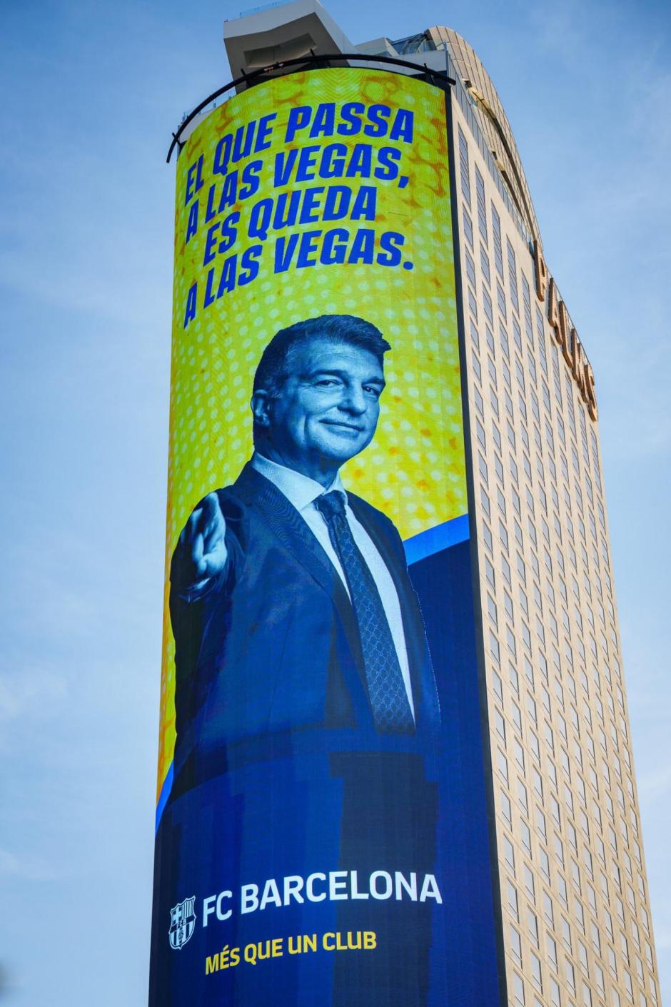 La pancarta del Barça en Las Vegas, con Laporta y el Madrid como protagonistas