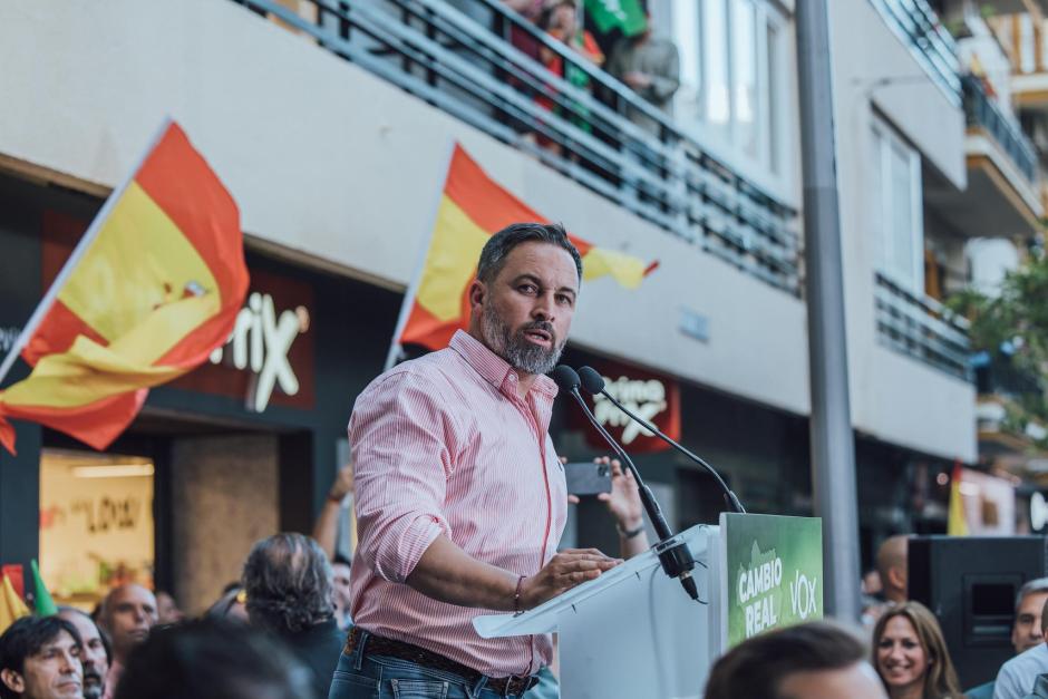 Santiago Abascal, durante un discurso en la pasada campaña electoral en Andalucía