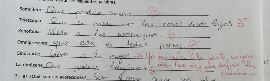 Respuesta de los exámenes