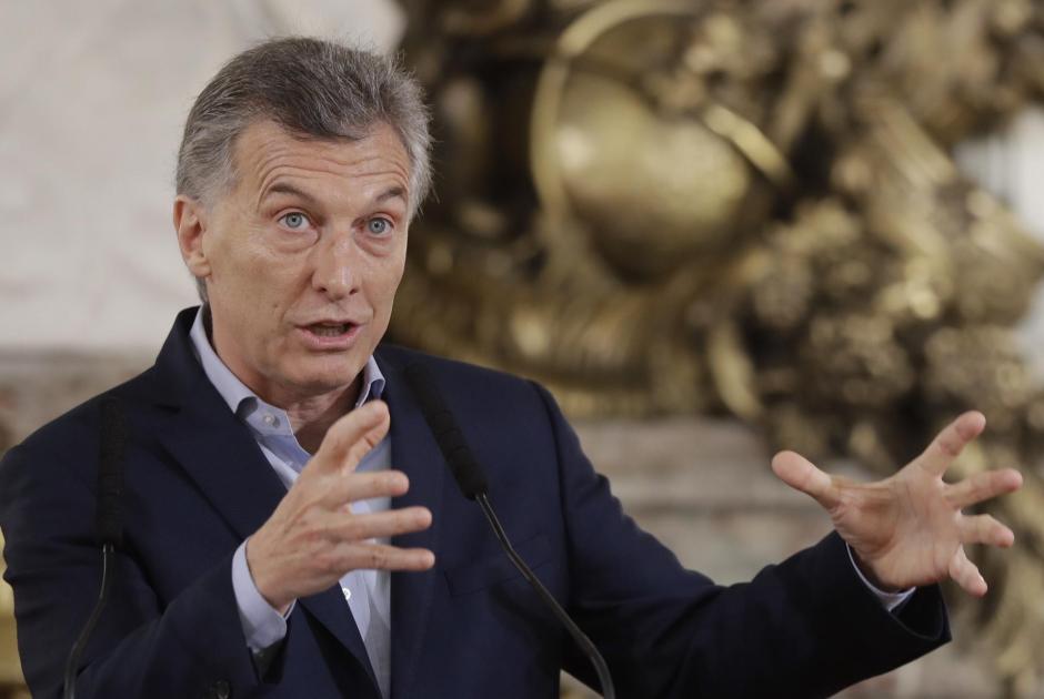 Argentina's President Mauricio Macri talks at a press conference  in Buenos Aires, Argentina, Monday, Oct. 23, 2017.