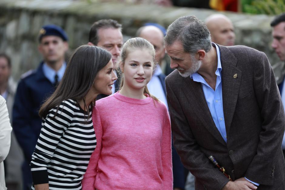 Spanish King Felipe VI and Queen Letizia with Princess of Asturias Leonor de Borbon during a visit to Cadavéu (Concejo de Valdés) as winner of the 33th annual Exemplary Village of Asturias Awards, Spain, on Saturday 29 October 2022.